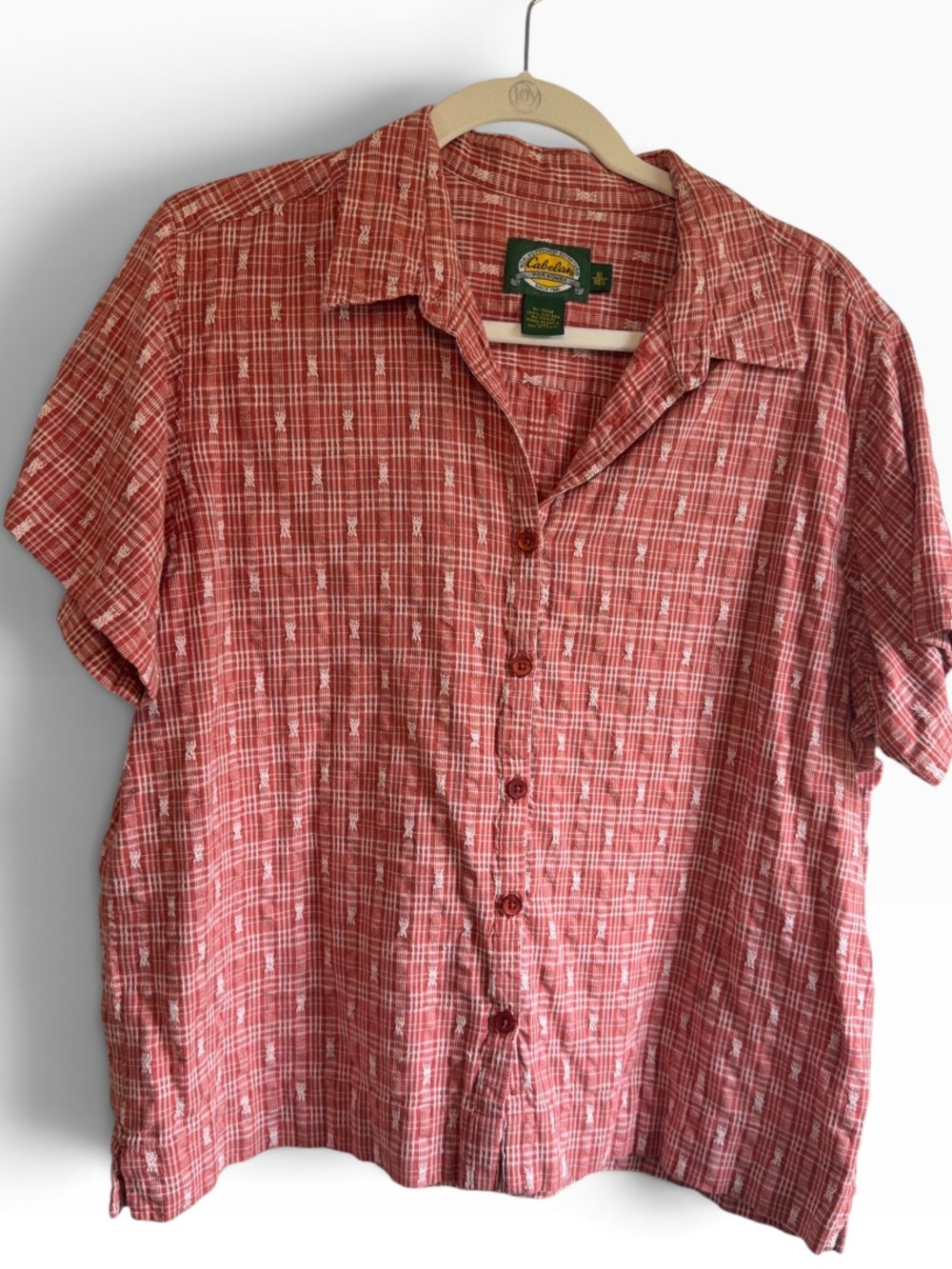 Cabela’s Women’s XL Red Plaid 100% Cotton Button Down Shirt Cottagecore